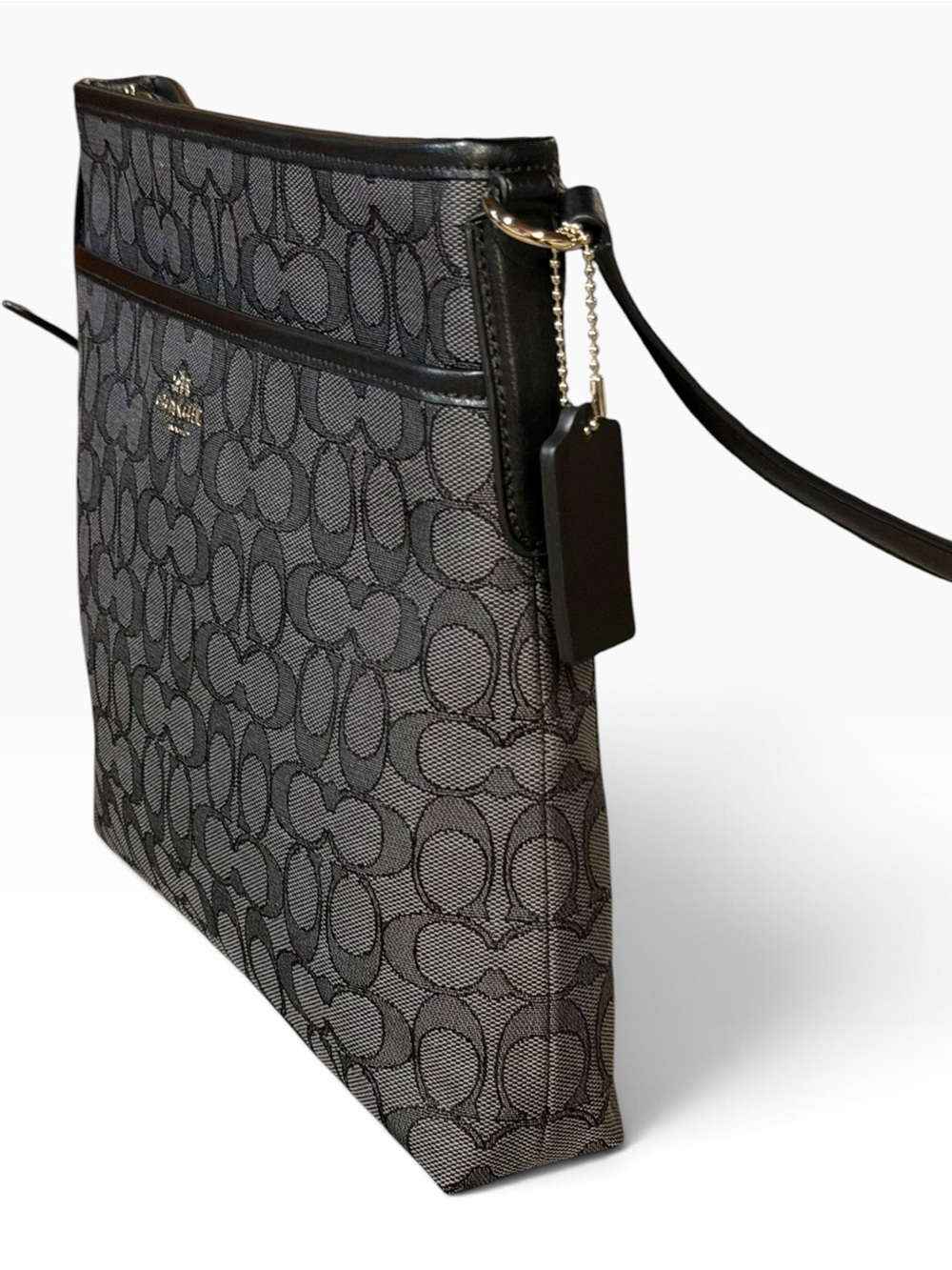 Coach Signature Black/Smoke File Crossbody Bag F58285 - EUC - Picture 4 of 12